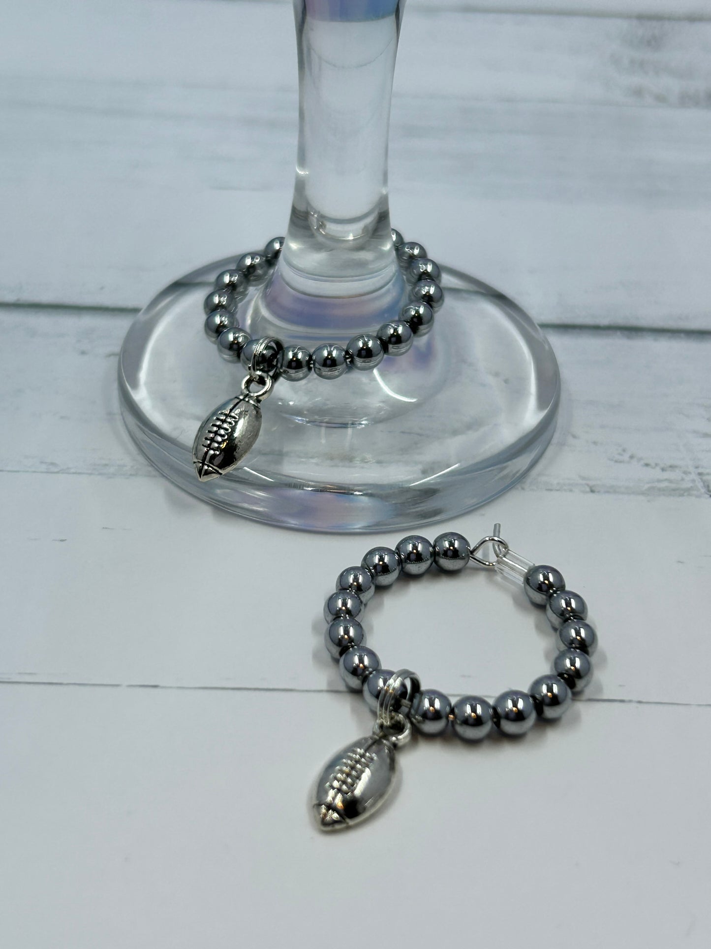 Football Wine Glass Charm